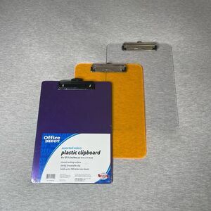 Office Depot Assorted Colors Plastic Clipboards 3 PCS. Set